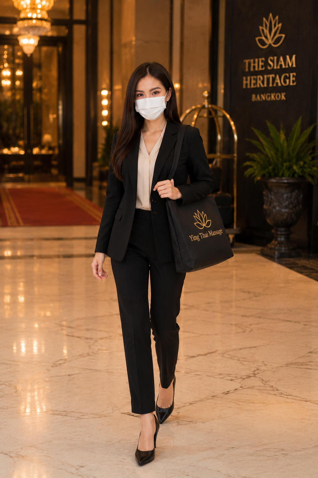 Therapist arriving at Siam heritage hotel