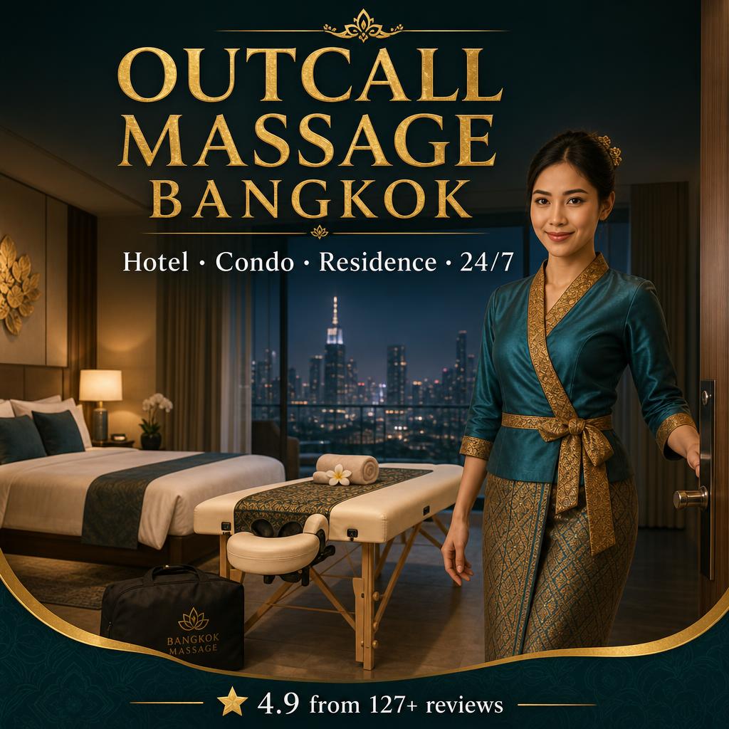 Certified Thai therapist arriving at a Bangkok hotel for outcall massage