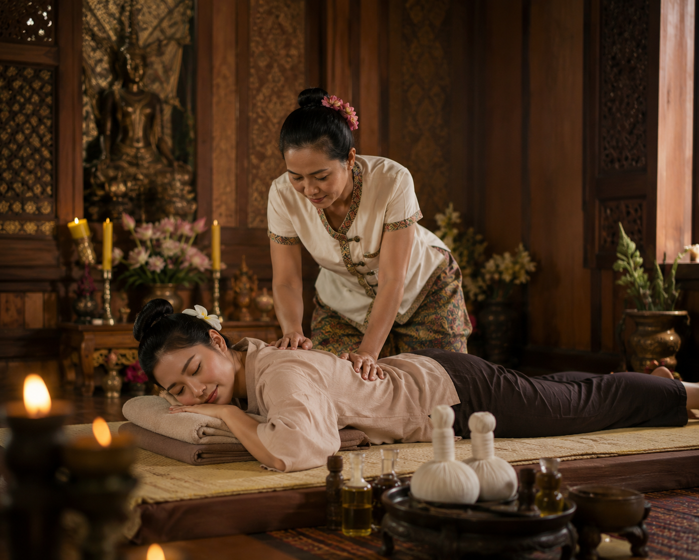 Back massage close-up